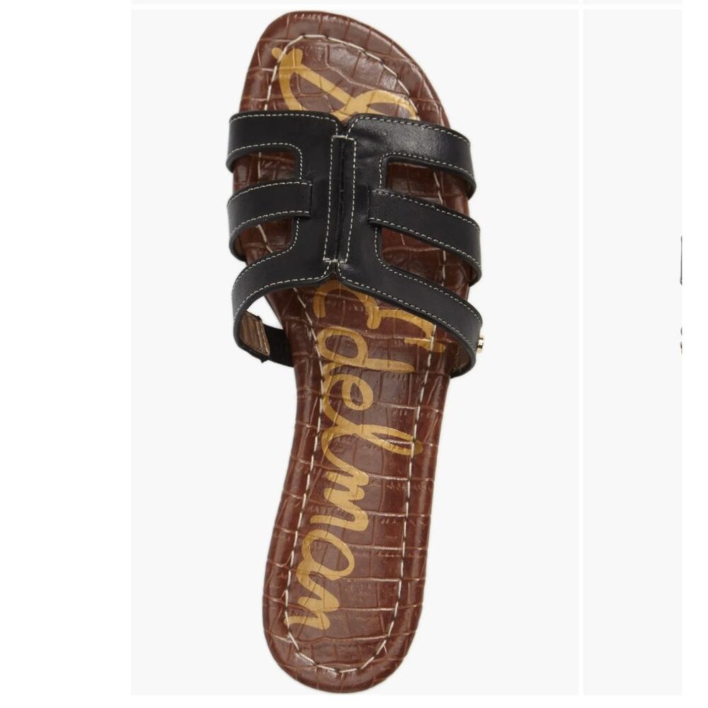 Sam Edelman Berit Cutout Slide Sandal in Black Leather Strappy Casual Summer 9.5 - Picture 3 of 13